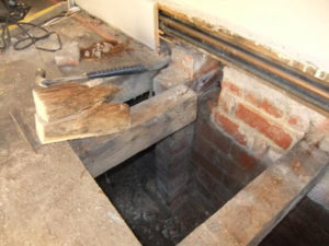 Decayed joist ends removed ready for Bower Beam repair
